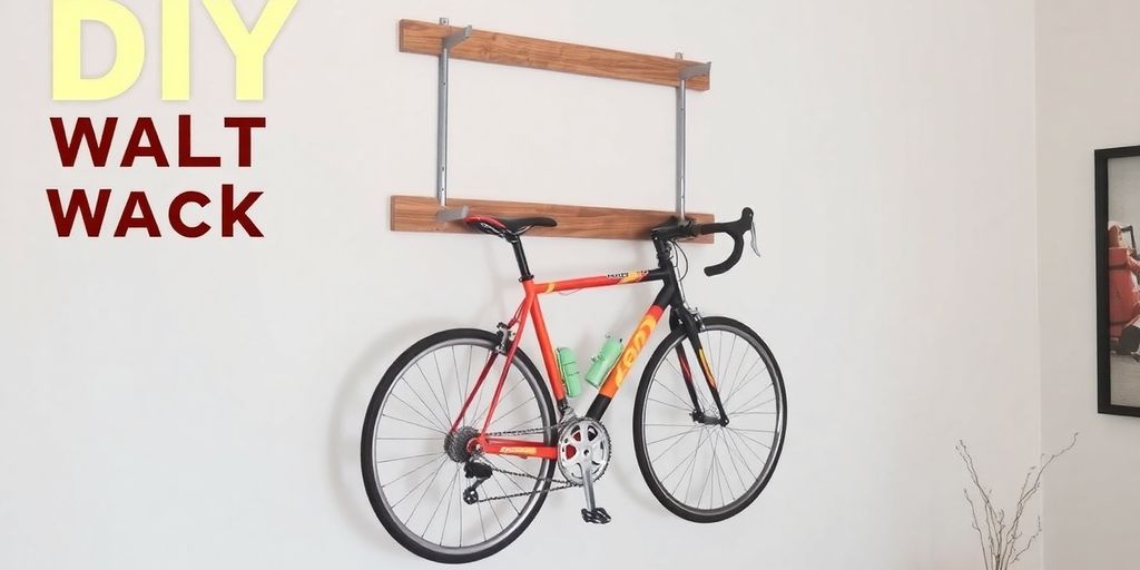 Stylish DIY bicycle wall rack mounted on a wall.