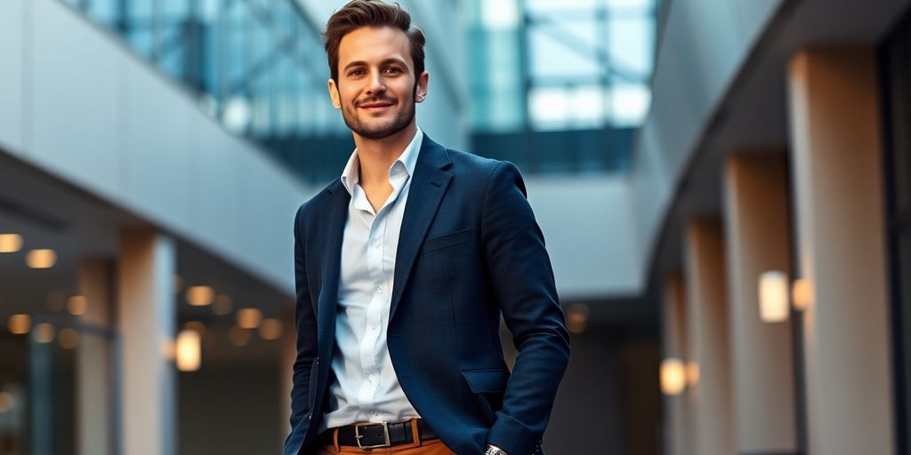 Мужчина в повседневном деловом костюме