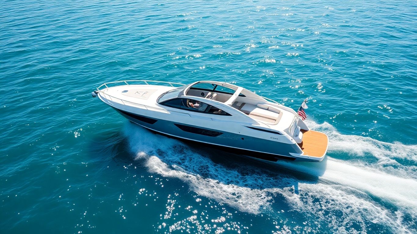 Motorboat on blue water