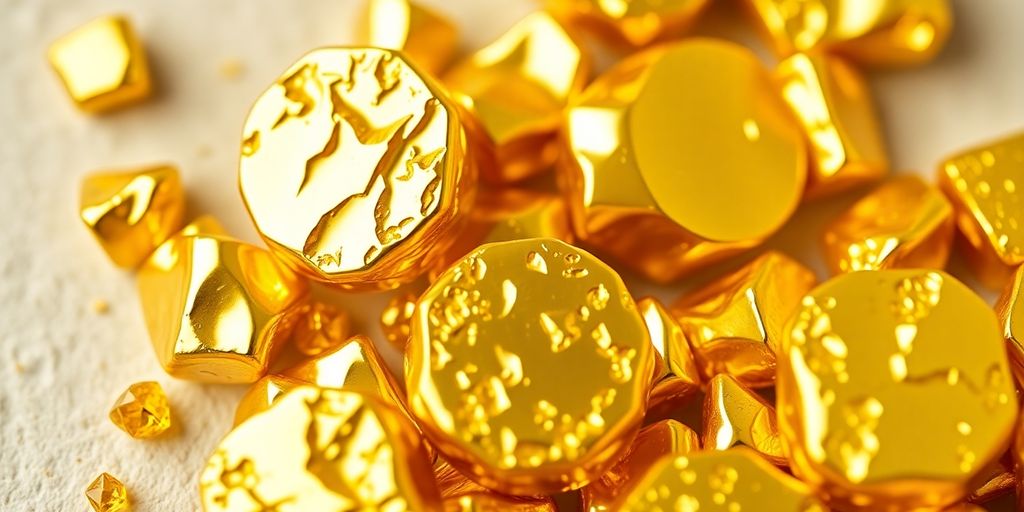 Détails de carats d'or sur fond neutre.