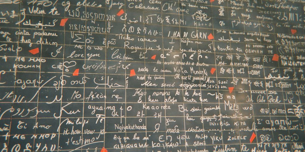 a wall covered in lots of writing on it