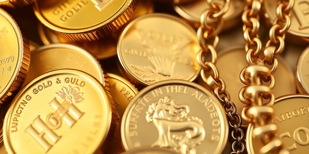 Pièces d'or pur et bijoux en alliage.