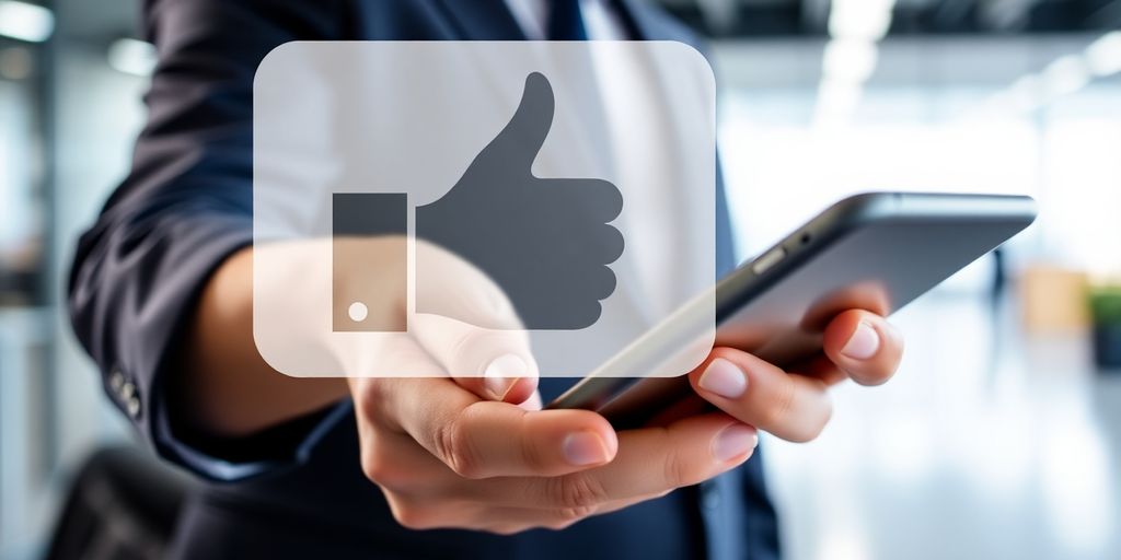 Thumbs up over a professional's hand.