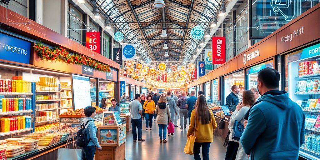 Živopisna scena e-trgovine u modernoj Srbiji.