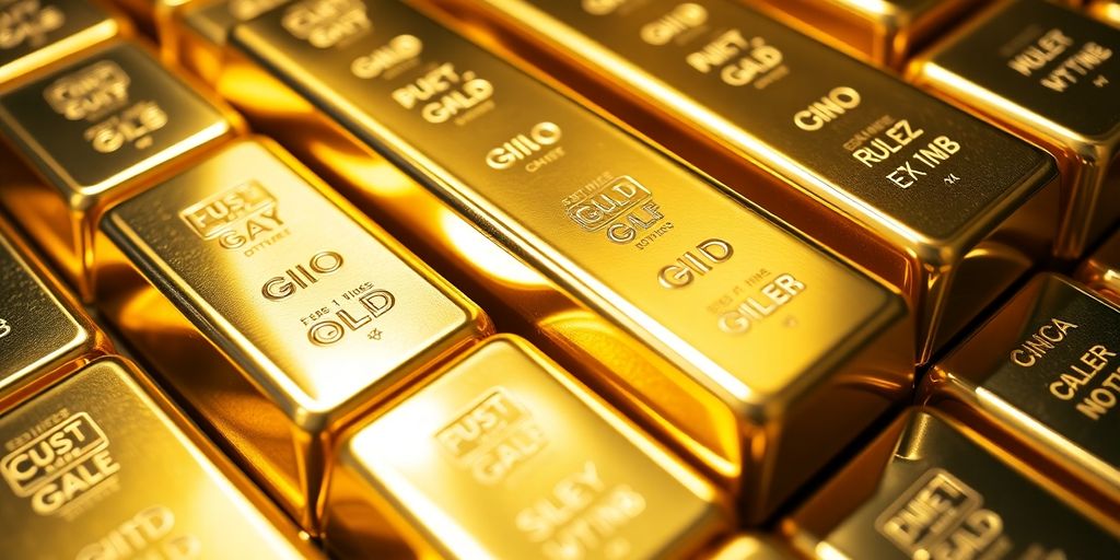 Des lingots d'or et d'argent empilés et brillants.