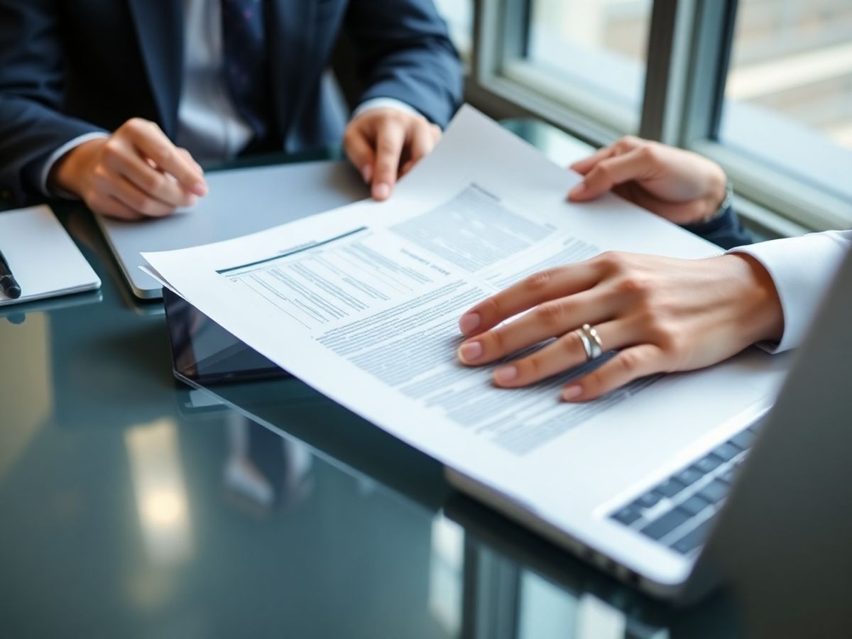 Persoană de afaceri revizuind un contract.