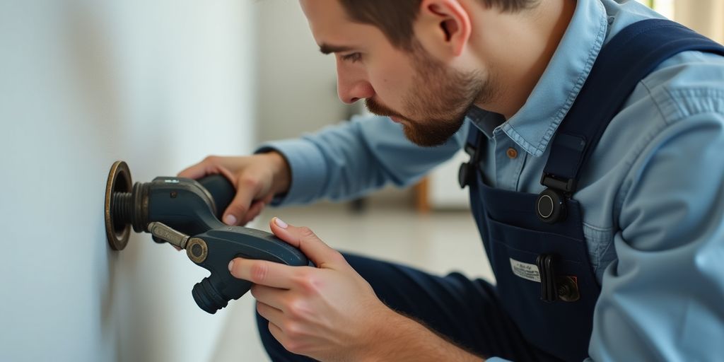 Technician inspecting a leak in a Los Angeles home.