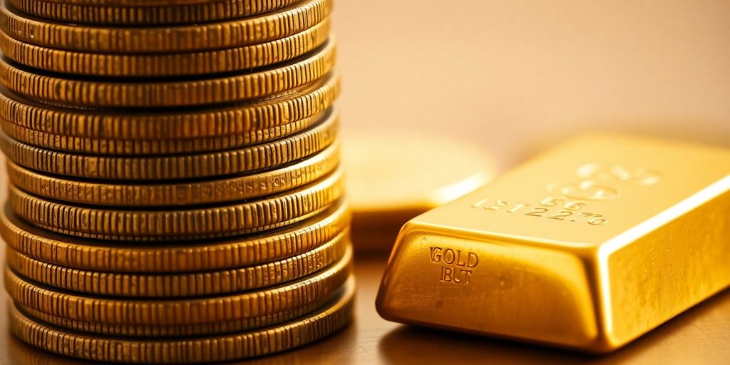Pièces d'or et lingots brillants