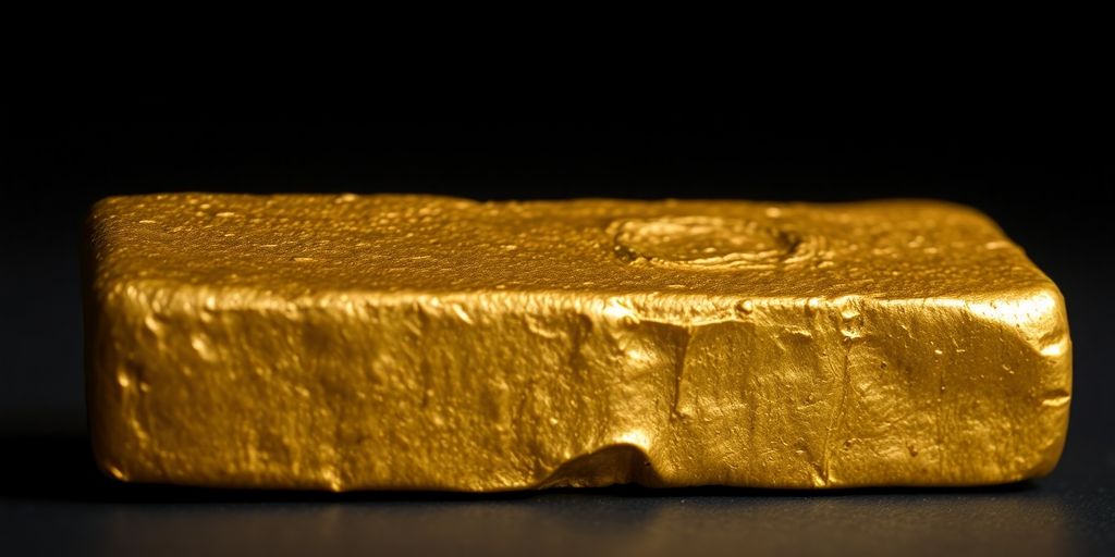 Lingot d'or ancien sur un fond sombre