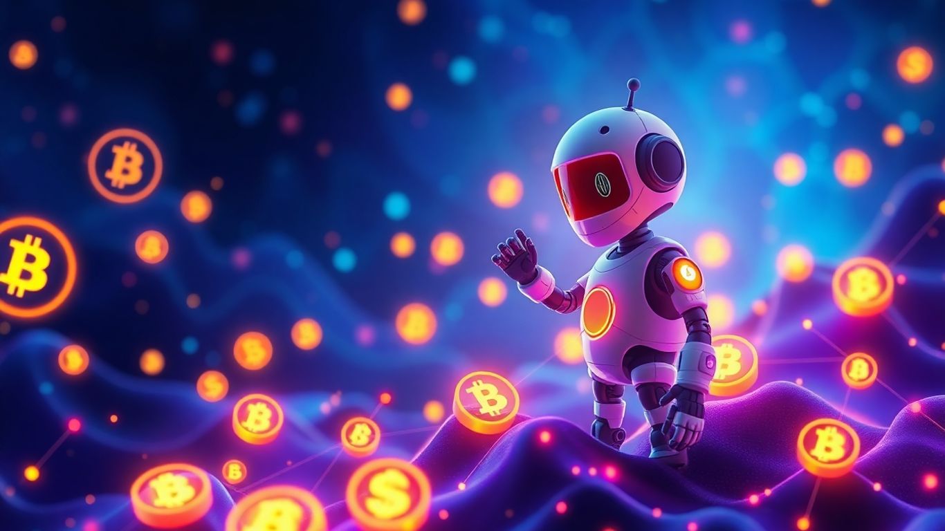 Digital currency growth with bot interaction.