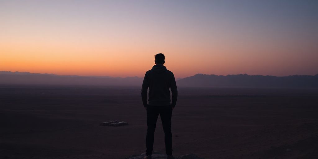 Désert iranien avec silhouette
