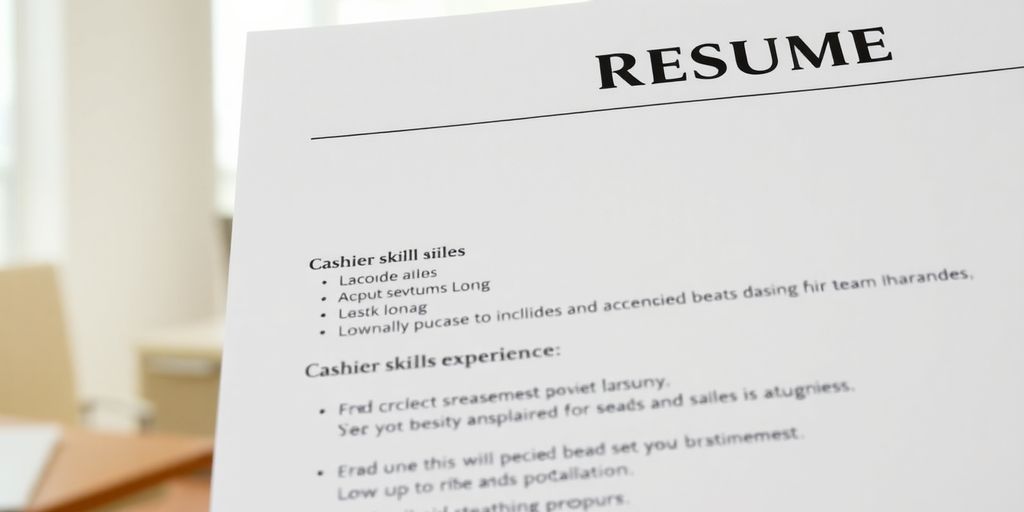 Resume with cashier skills highlighted.