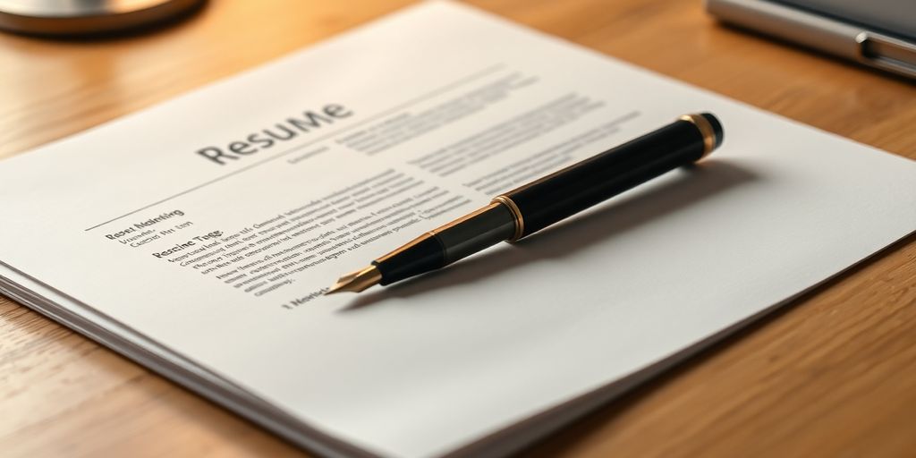 Polished resume, neatly folded cover letter, and fountain pen.