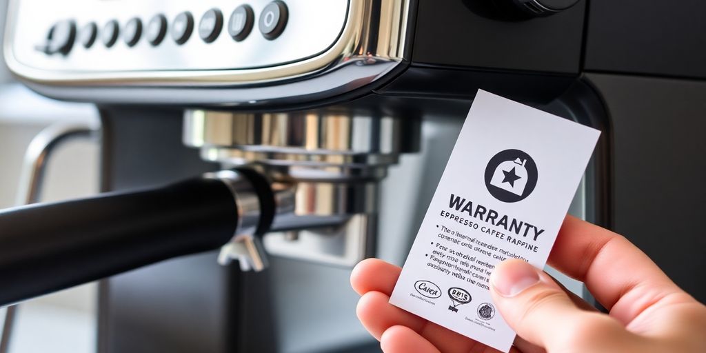 Coffee machine with extended warranty card.