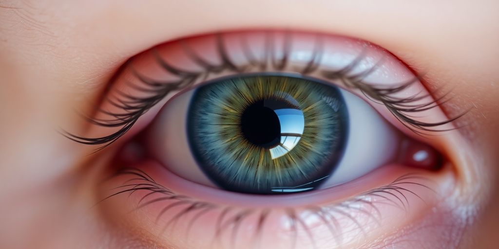 Close-up of a healthy, bright blue eye.