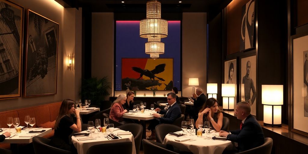 Chic dining atmosphere at Novikov Istanbul restaurant.