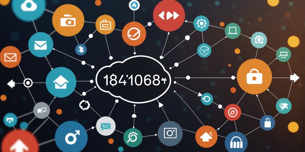 Illustration of marketing automation and sales integration with connected icons and arrows.