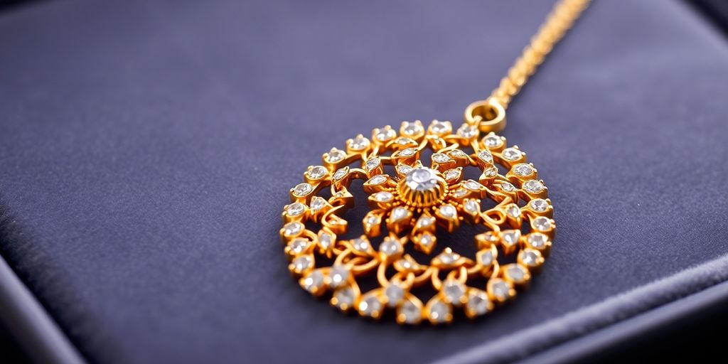 Bijou en or sur un fond en velours foncé.