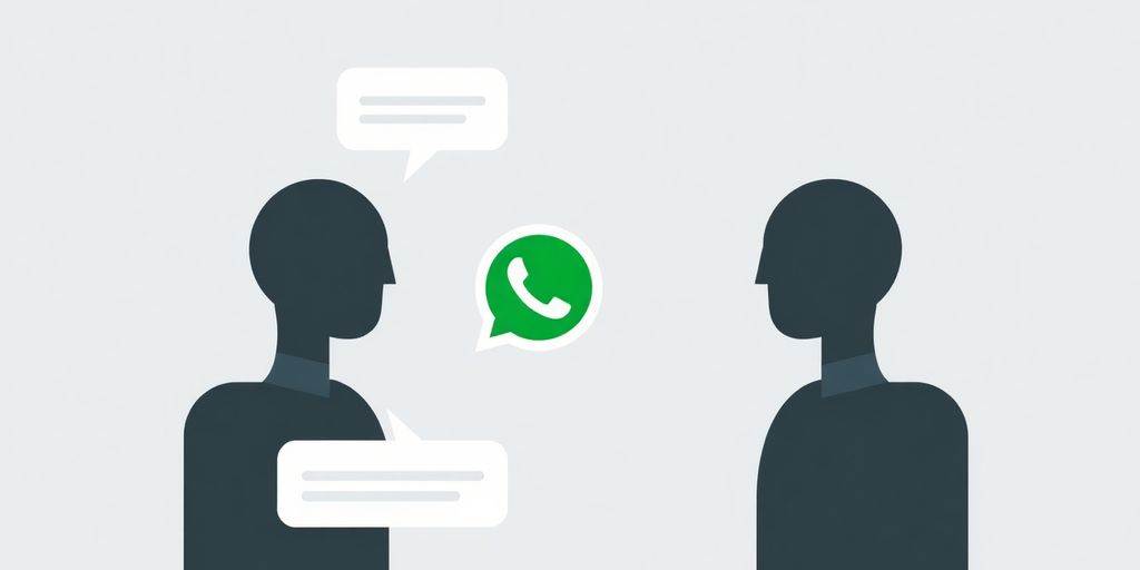 Minimalist illustration of WhatsApp communication between users.