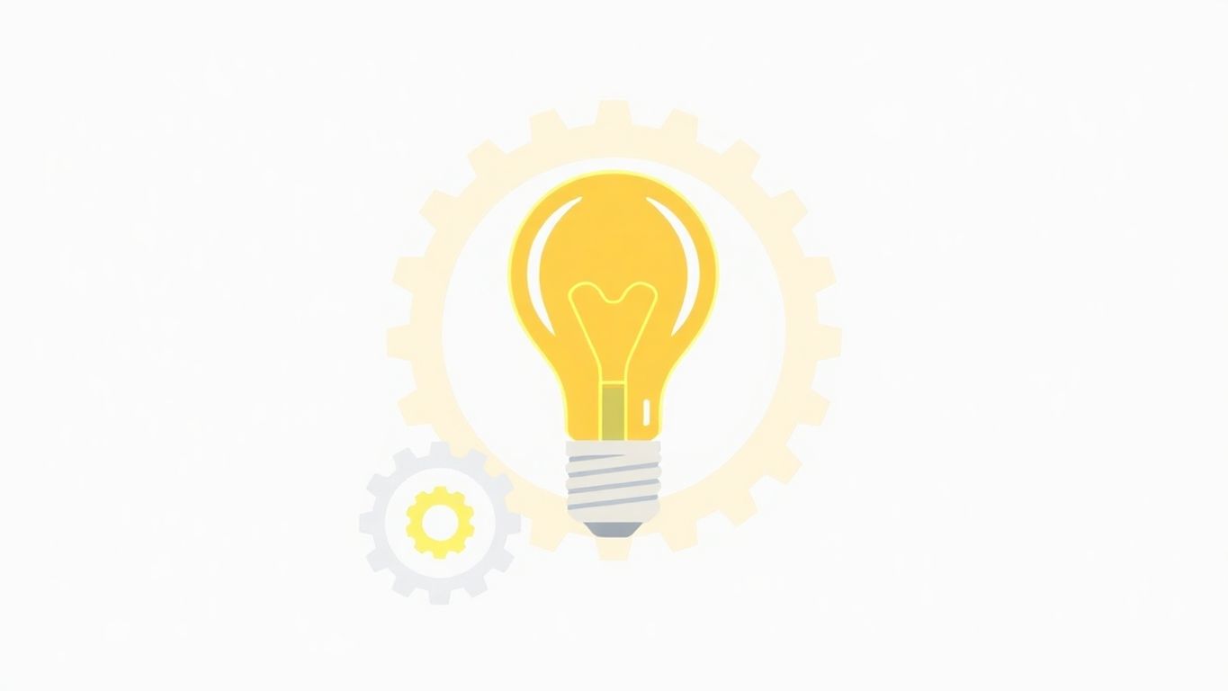 Illustasjon av lyspære og gir.