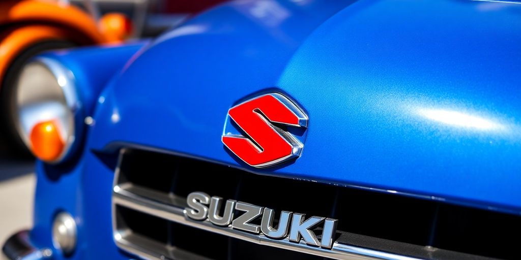 Suzuki logo on a vintage car.