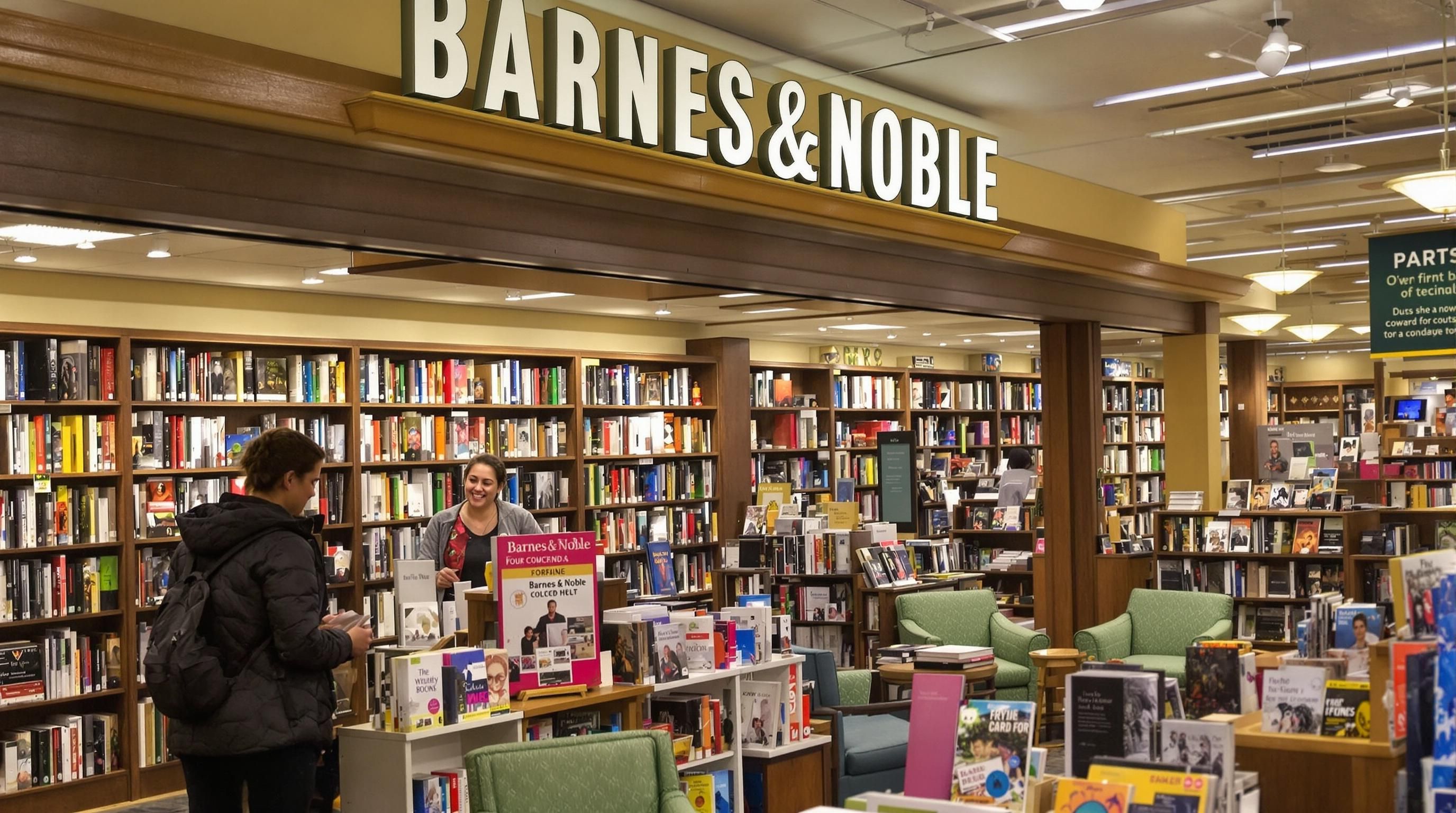 Barnes & Noble bookstore with employee helping a customer
