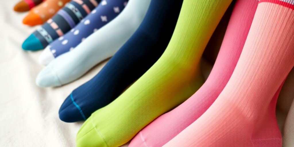 Colorful compression socks for everyday women's use.