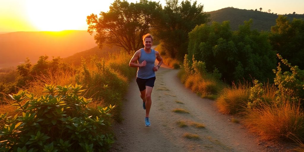 Runner on a trail during a long-distance training run.