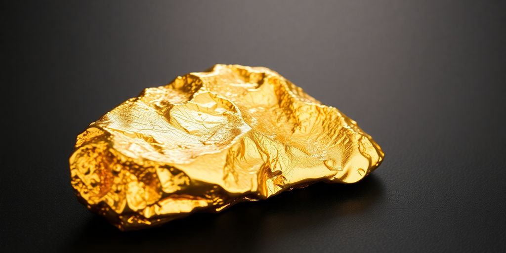 Nugget d'or australien sur une surface sombre.