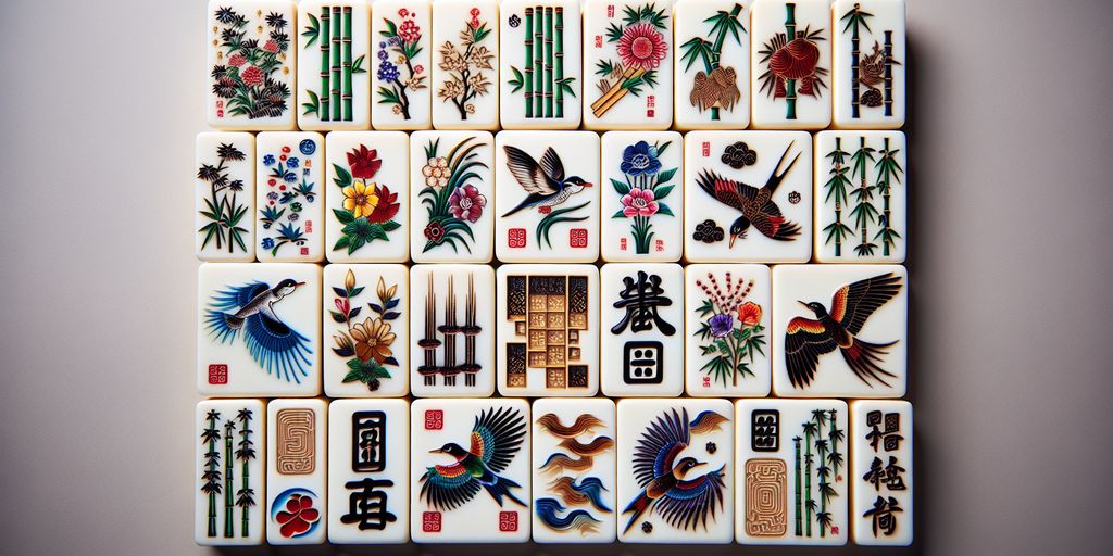 mahjong tiles with names and pictures
