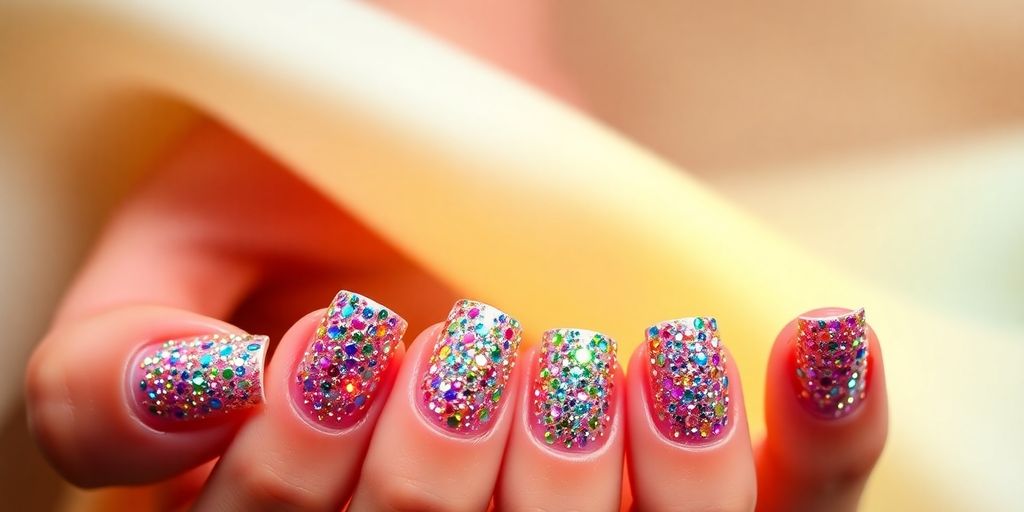 Unhas com glitter brilhante para o Ano Novo