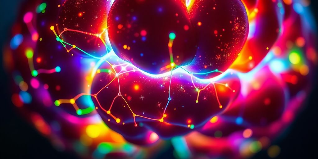 Colorful brain neurons firing, dopamine release.