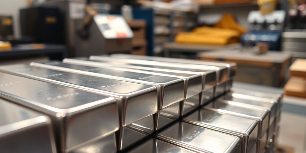 Lingots d'argent empilés dans une boutique