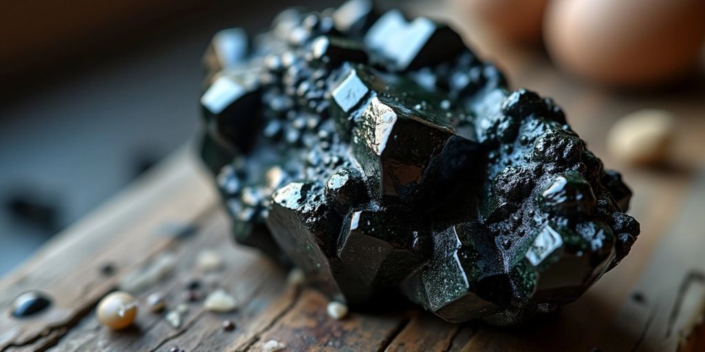 Cristallo di tormalina nera lucida