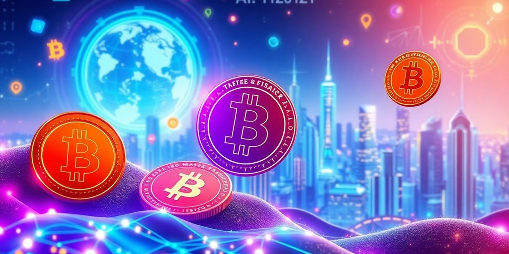 AI Picks This Crypto to Explode Next – Are You Ready? 4 Futuristic cityscape with glowing crypto coins and AI elements.