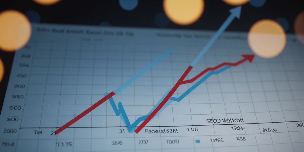 Graph showing upward trend for SEO rankings with search engine icons, illustrating the impact of SGE on organic search.