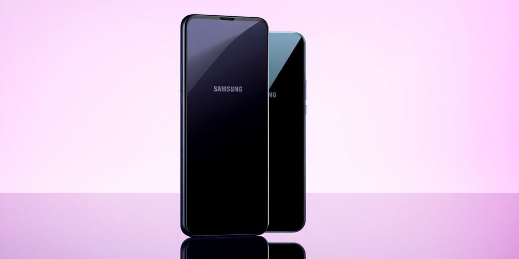 Samsung Galaxy A56 5G smartphone on a sleek surface.