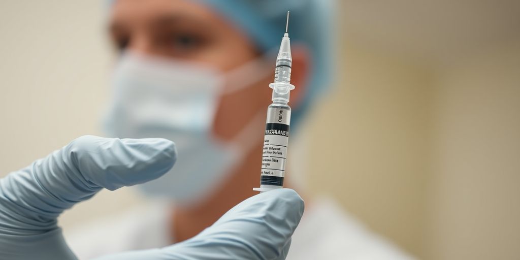 Healthcare professional holding a vaccine syringe