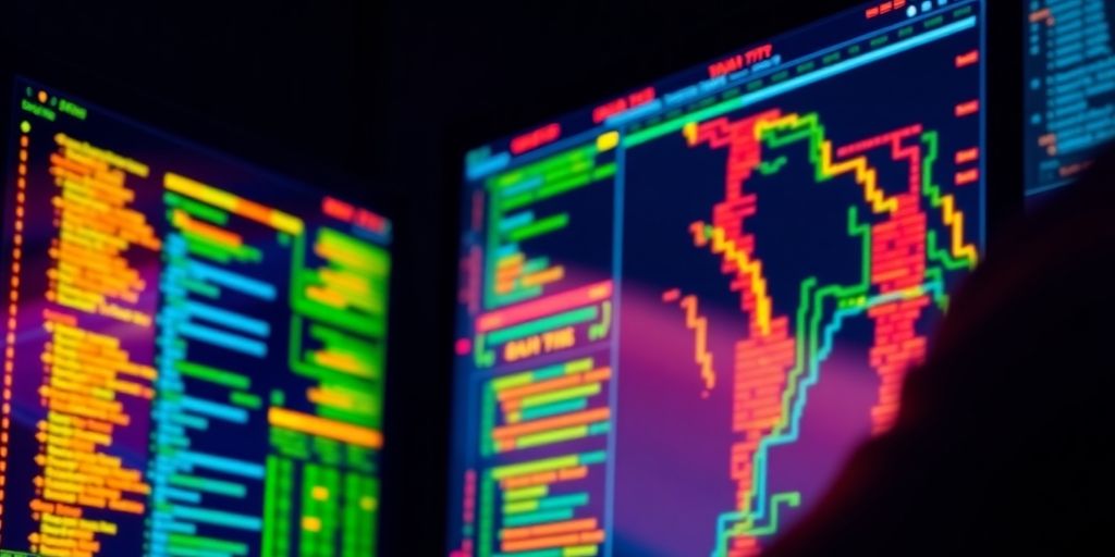 Cybersecurity expert analyzing data on a computer screen.