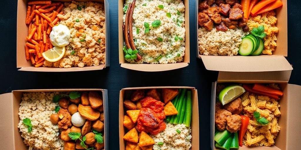 กล่องอาหารจัดชุดหลากหลายเมนู สีสันสดใส น่ารับประทาน