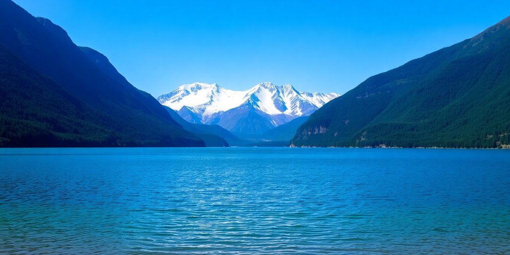 Crystal clear waters of Lake Starnberg with Bavarian Alps backdrop.