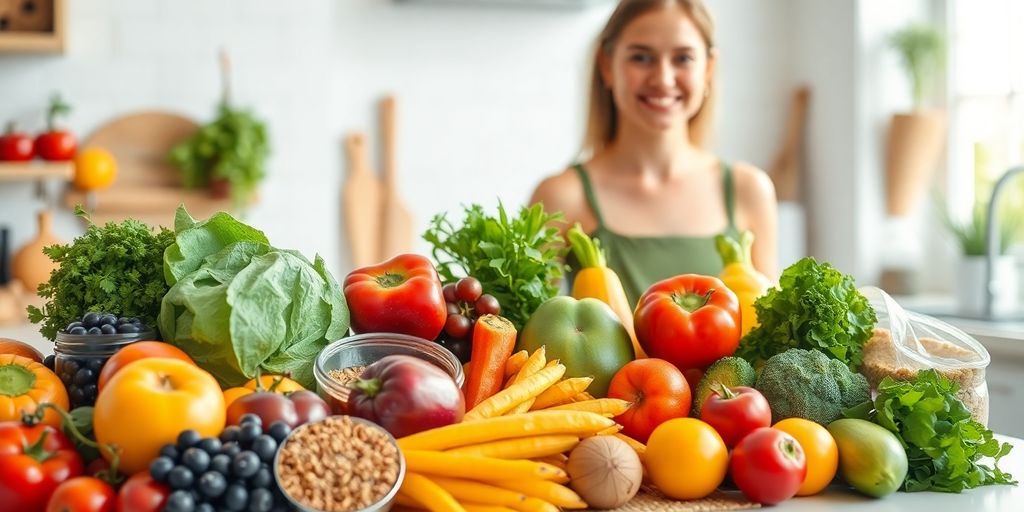 أطعمة صحية، امرأة شابة، مطبخ مشرق