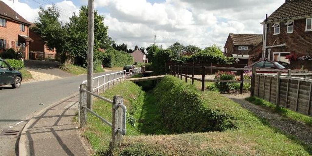 quaint street in Norfolk with local art installations