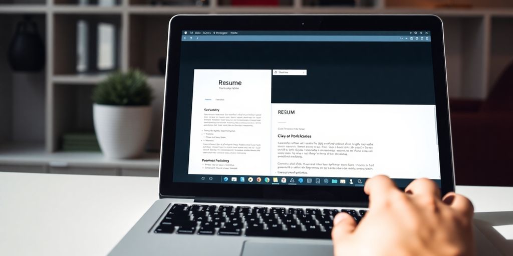 Google Docs resume template on a laptop.