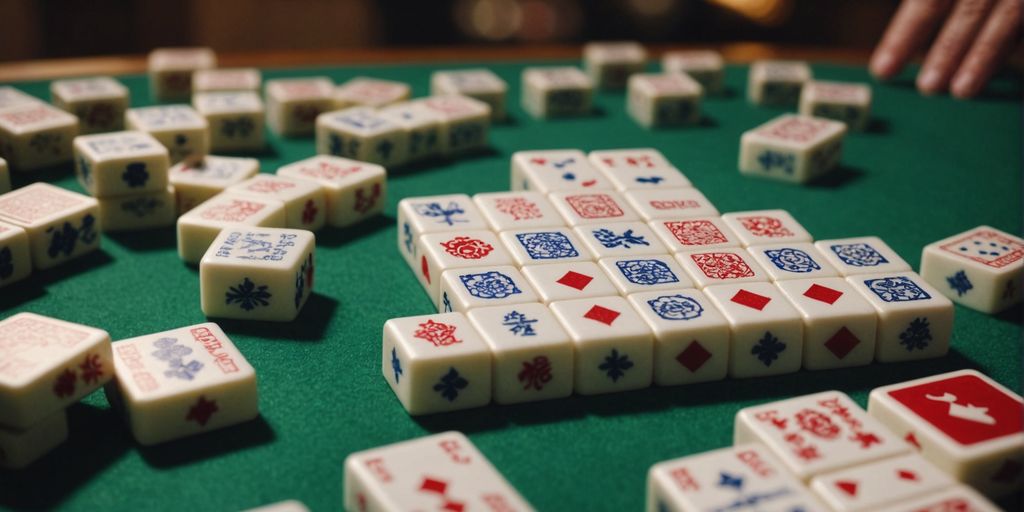 American Mahjong tiles in a Charleston move arrangement.