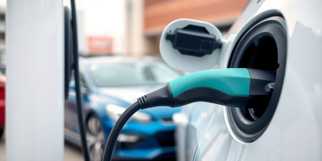 EV charging station in use.