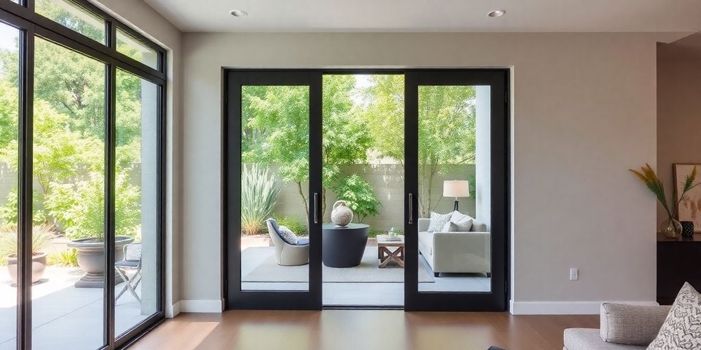 Modern home interior with stylish Pella sliding doors.