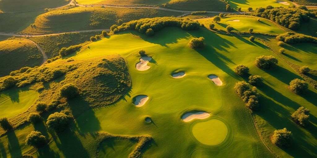 Aerial view of a beautiful golf course.