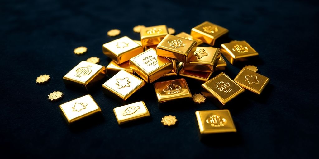 Lingots d'or sur un fond en velours.