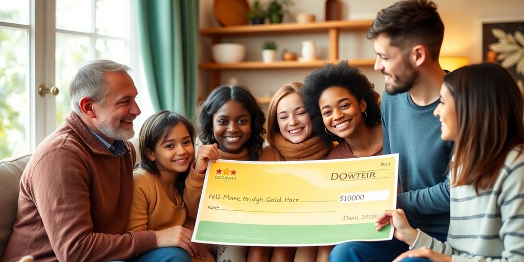 Une famille réunie discutant d'un don d'or.